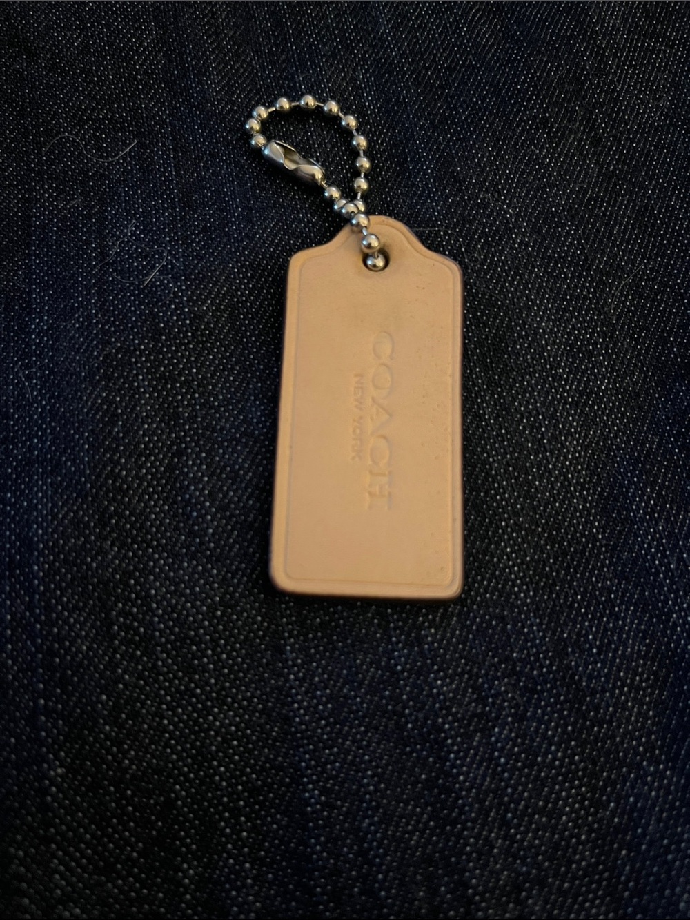 COACH Beige/Tan Leather purse Tag Keychain